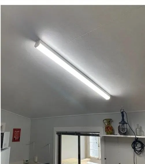 LED batten light installed on a garage ceiling